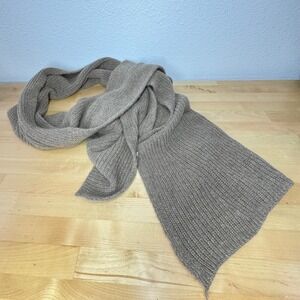 Note di Anita Italy Wool Cashmere Ribbed Knit Scarf Taupe Brown Oversized Wrap